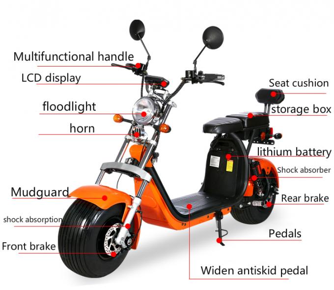 Fat Tire Harley Citycoco Elektrikli Scooter 2000w 2 Tekerlek Uzun Menzilli 7